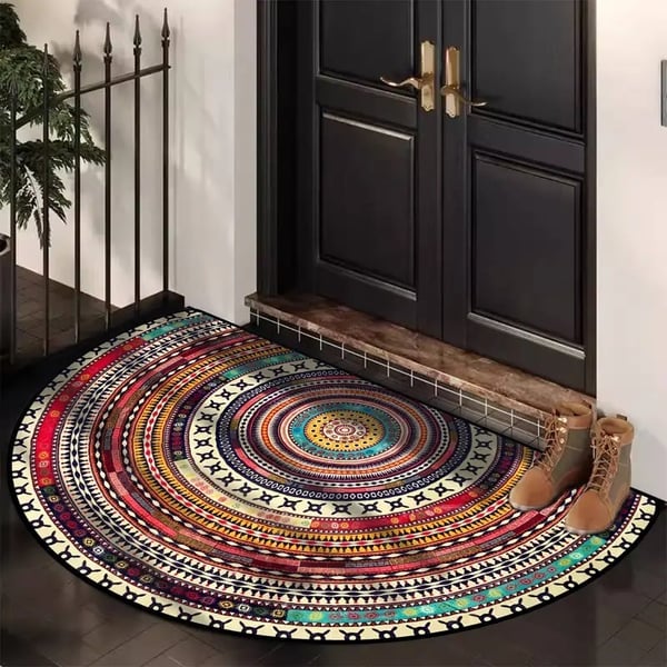 Boho-tyylinen puolikuun muotoinen ovimatto – Liukumaton & Pehmeä