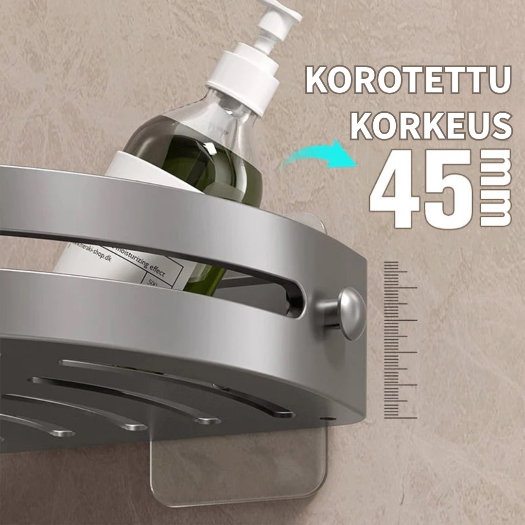 Kulmasuihkuhylly ilman porausta