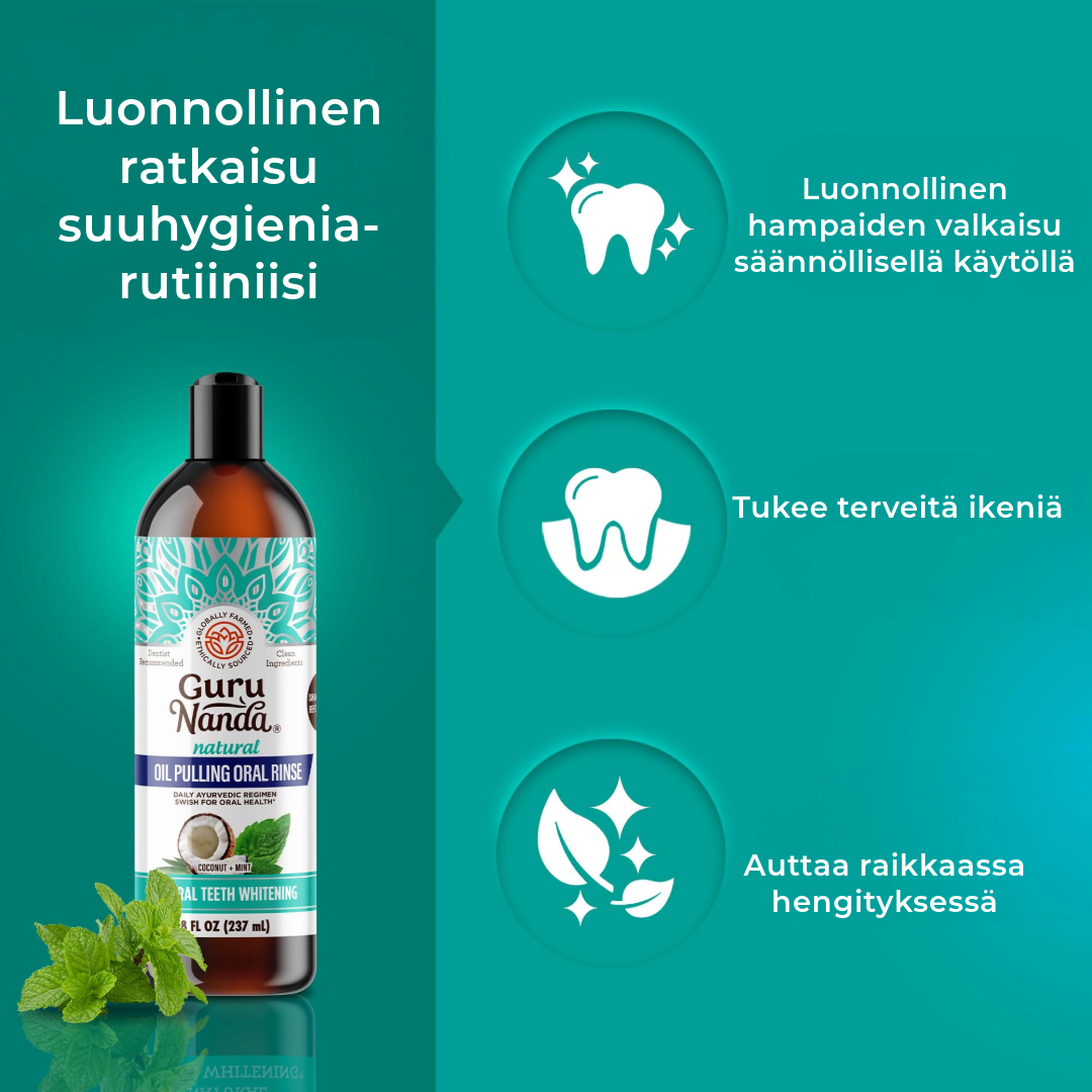 Luonnollinen Valkoistava Suuvesi + Kielenraaputin