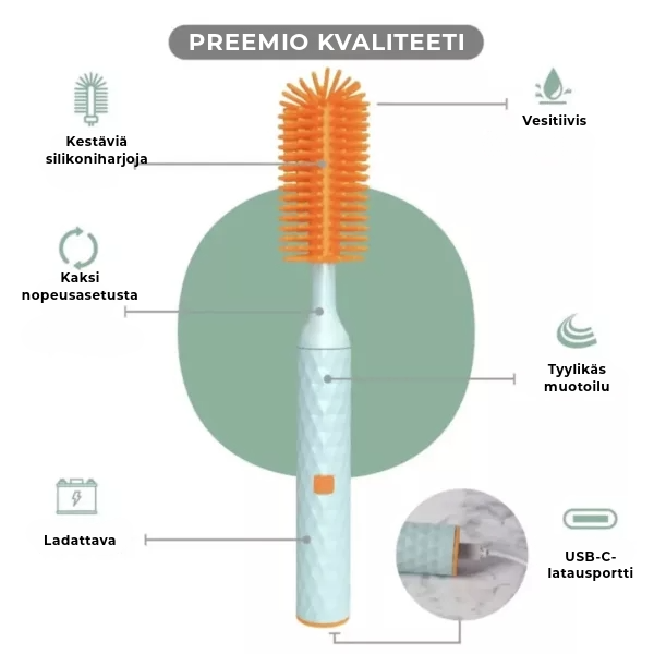 Ammattimainen pullojen puhdistusharja