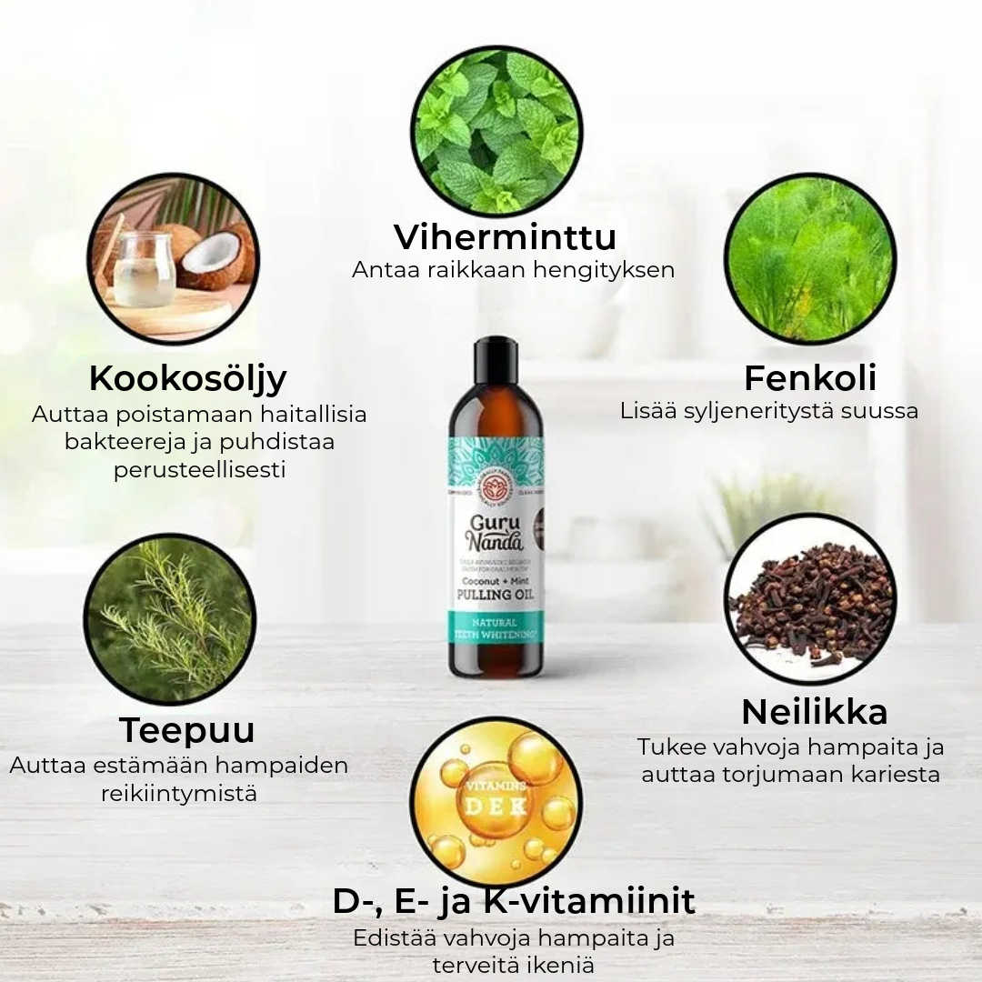 Luonnollinen Valkoistava Suuvesi + Kielenraaputin