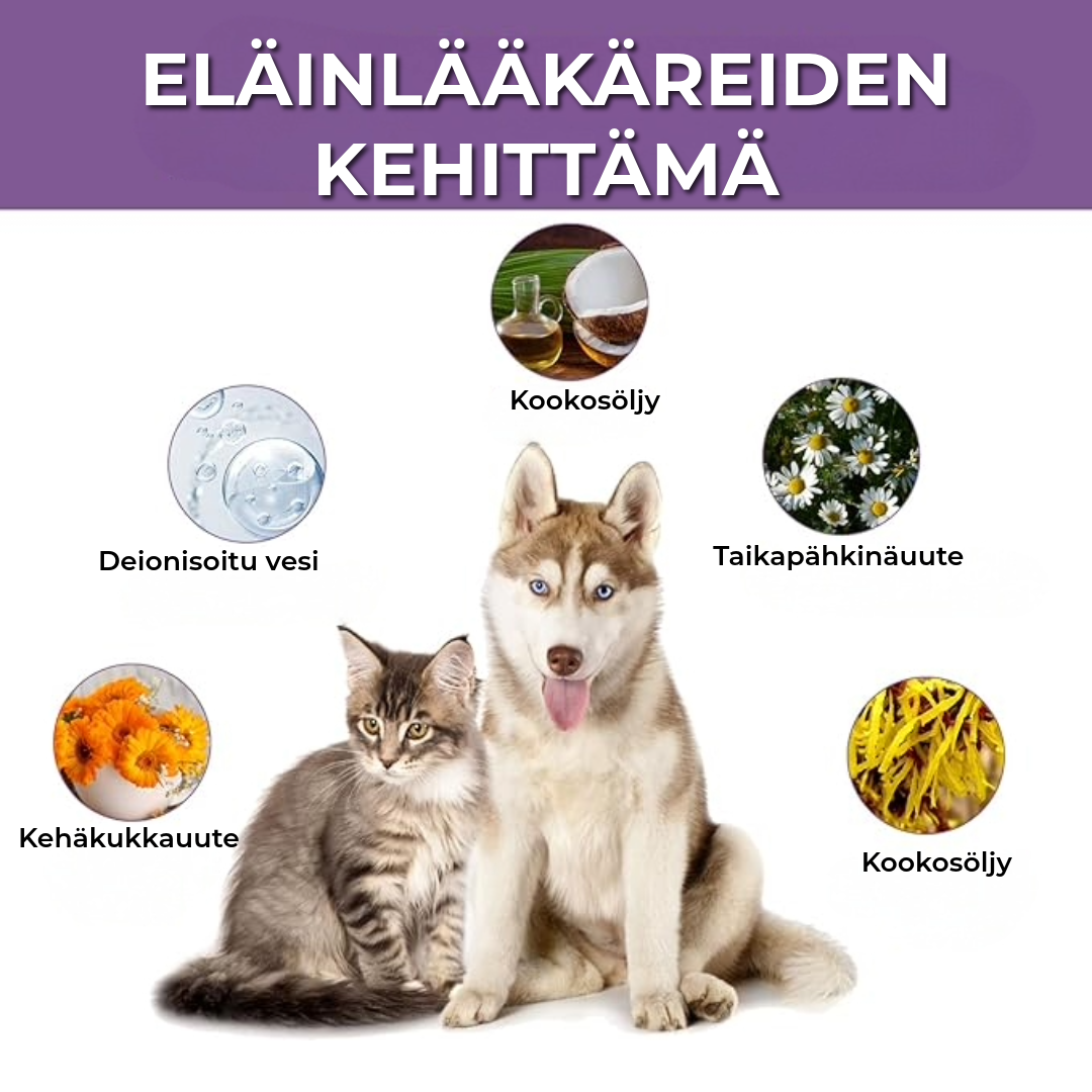 Syväpuhdistava korvanpuhdistusaine lemmikeille