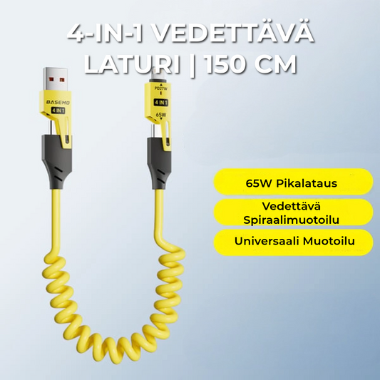 4-in-1 Vedettävä Laturi | 150 cm